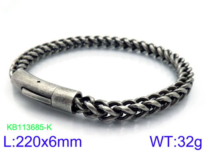 KALEN Ретро 22 см звенья цепи браслеты для мужчин нержавеющая сталь 6 мм ширина цепи и звенья Браслеты Аксессуары Joyas