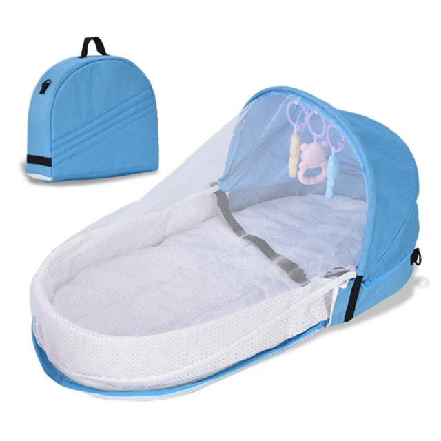 Blu Tenda per Culla Pieghevole Portatile Anti-bug con Cuscino per Materasso per Neonato Ragazzi Ragazze Tenda per Zanzare per Bambini 
