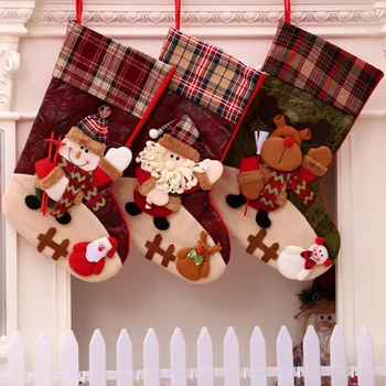 

3Pcs Personalized Christmas Stockings Christmas Decoration Fireplace Hanging Ornaments Family Holiday Decorations