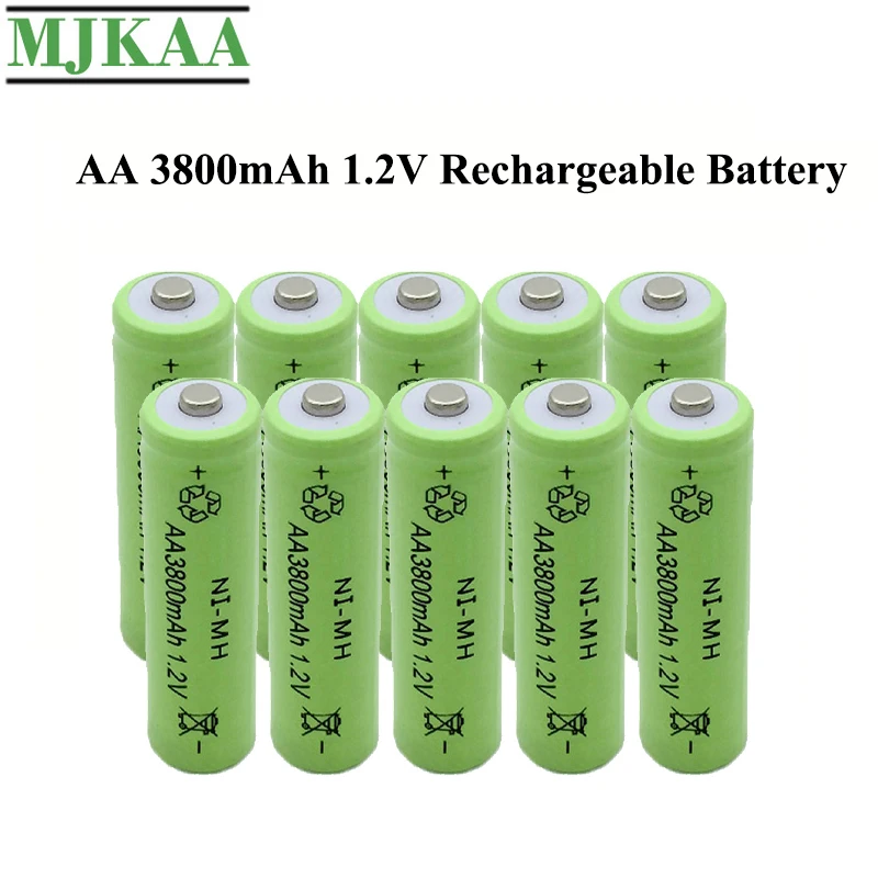 MJKAA 10 шт. AA 1 2 V Ni MH 3800mAh перезаряжаемая батарея для светодиодный фонарик камера