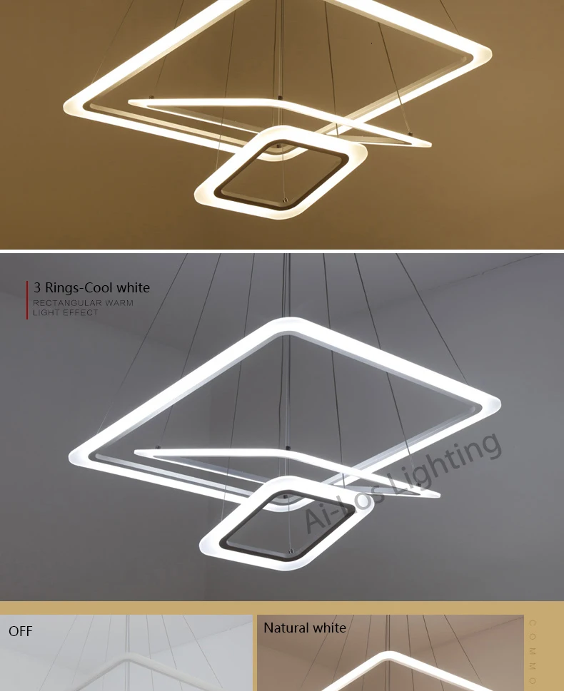 Современные светодиодные подвесные светильники, квадратный подвесной светильник из оргстекла для кухни, столовой, гостиной, подвесной светильник