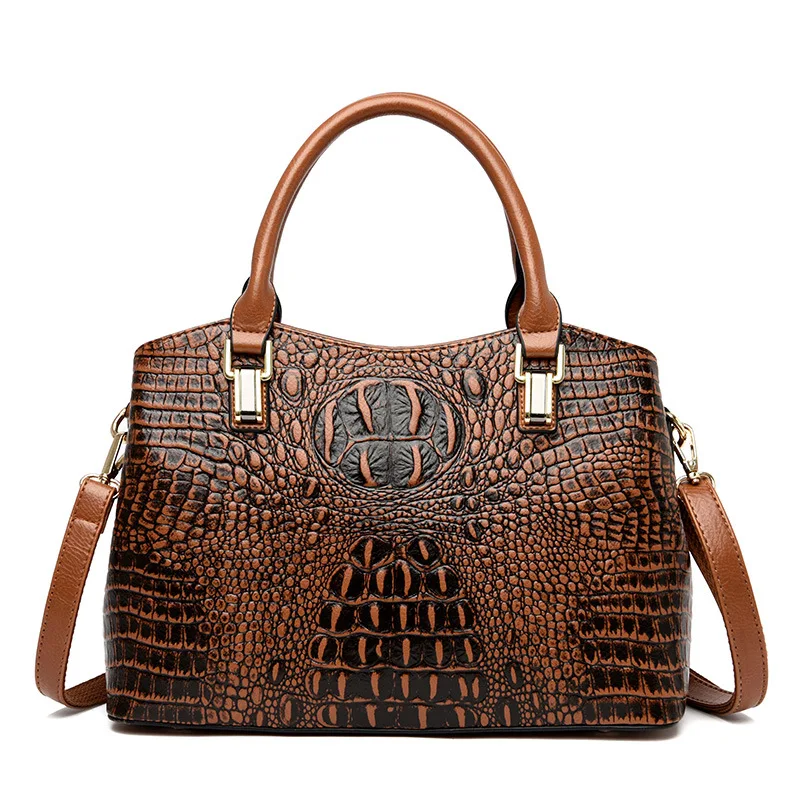 Brand Design Women's Genuine Leather Bag Crocodile Pattern Women Leather Handbags Vintage Fashion Women Shoulder Bag Handbags