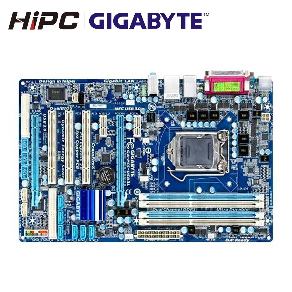 Gigabyte GA P55 USB3L рабочего Материнская плата LGA 1156 Core i7 i5 i3 DDR3 16G SATA2 USB3.0 блок питания ATX