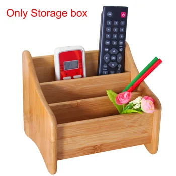 

Portable Office Multifunction Stand Pen Container Makeup With 3 Pockets Bamboo Unique Remote Control Holder Desktop Organizer