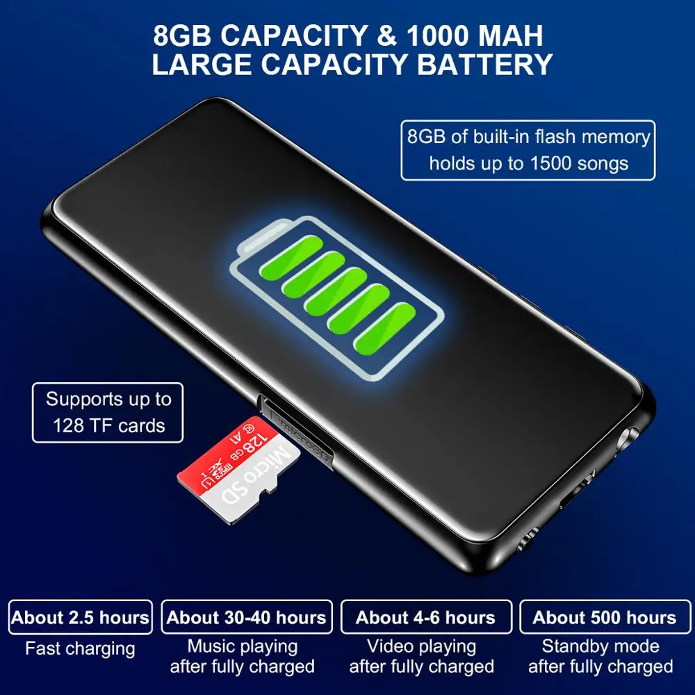 Новый 8G Bluetooth 5 0 MP4 HIFI музыкальный 3 дюймовый HD сенсорный экран M9 плеер с поддержкой