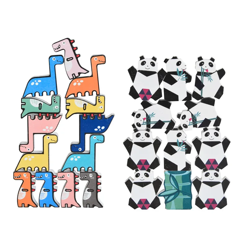 

Kids Wooden Balance Toys Stacking Blocks Building Block Creative Educational Animal Building Blocks Desktop Interaction Toys