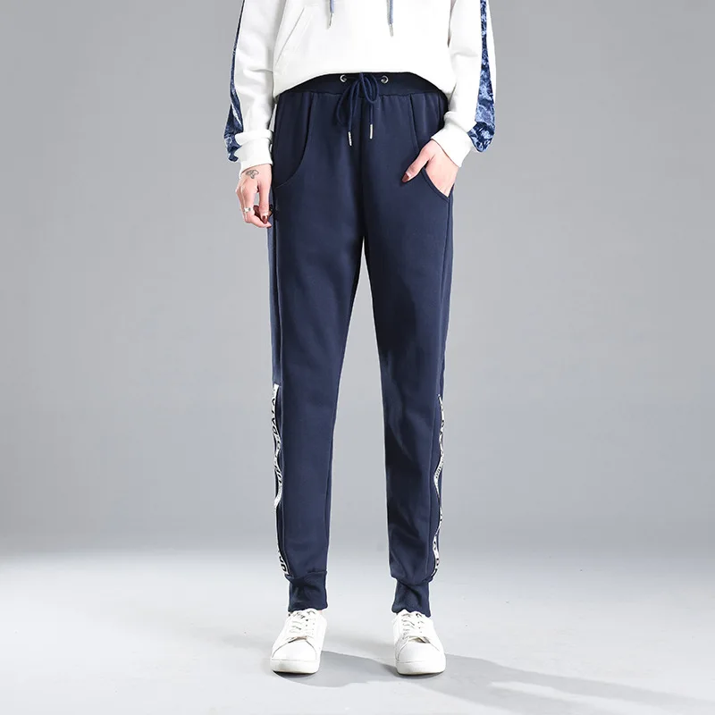 

2019 Sports Pants Women's Black And White with Pattern zang lan WOMEN'S Sport Pants Spring And Autumn Women's Casual Athletic Pa