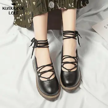 

Mori Girl Lolita Shoes Woman Cosplay Shoes Women Princess Pumps Shoes England Vintage Style Single Shoes Cross-tied Party Shoes