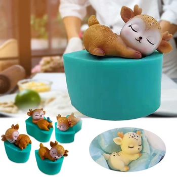 

Clay Chocolate Decoration Tools Baking Tools Deer Baking Mold Cute Sika Deer 3D Model Silicone Mold For DIY Crafts Cake Decor SD
