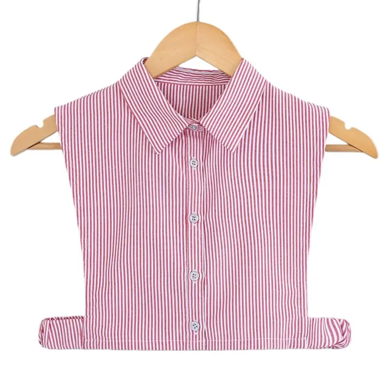 Для женщин Классическая футболка в полоску с принтом поддельные меховой воротник на пуговицах съемный пол-рубашка блузка - Цвет: A