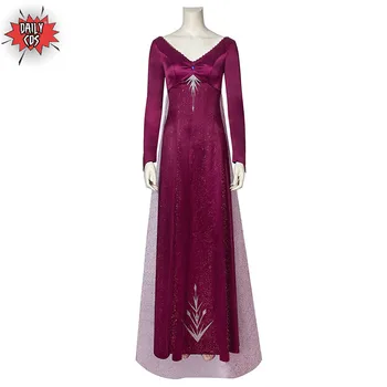

Princess Elsa Costume Cosplay Fancy Dress Ice Snow Queen Grow Princess Girls Diamond Red Dress Adult Halloween Carvinal Outfit