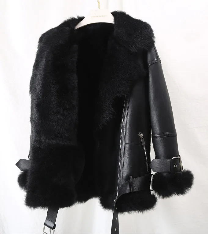 Зимняя куртка, толстое теплое пальто с натуральным мехом, тосканское пальто с мехом ягненка, Женская мотоциклетная куртка, короткая верхняя одежда, уличная одежда