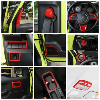 

Lapetus Red Interior Refit Kit Dashboard / Front Reading Lamps / Cup Holder / Pillar A Cover Trim For Suzuki Jimny 2019 2020 ABS