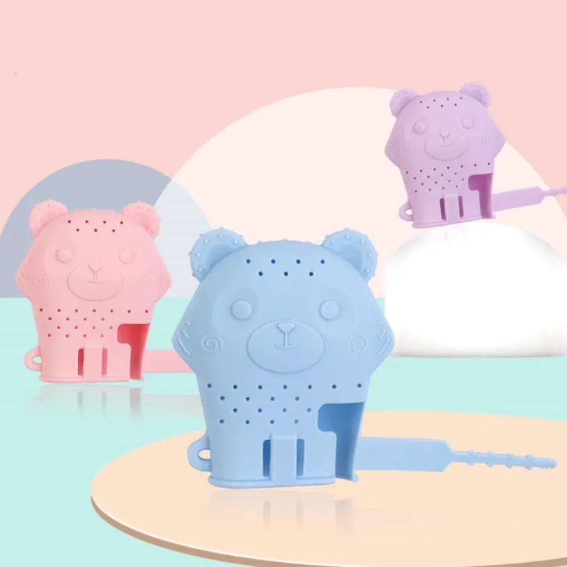 

Baby Molar Gloves Cartoon Bear Food-grade Silicon Teethers Infant Toddler Solid Teething Bite Resistant Chew Toy Safty BPA Free