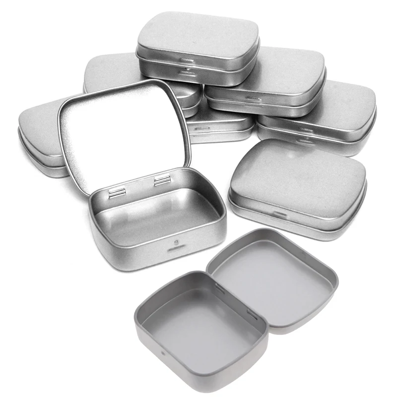 

Small Hinged Metal Tin Lip Balm Beard Wax Cream Sweets Cosmetics Pills 6x4.6x1.5