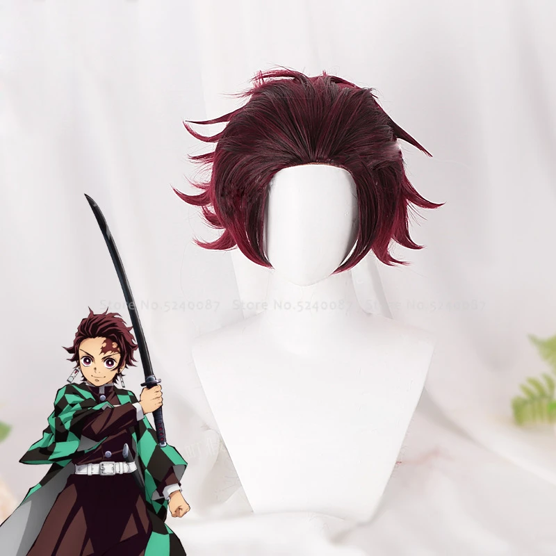 Японский демон Slayer парик Аниме Косплей костюмы Kimetsu No Yaiba Униформа Kamado Tanjirou Nezuko кимоно Agatsuma Zenitsu халаты - Цвет: 3 wig