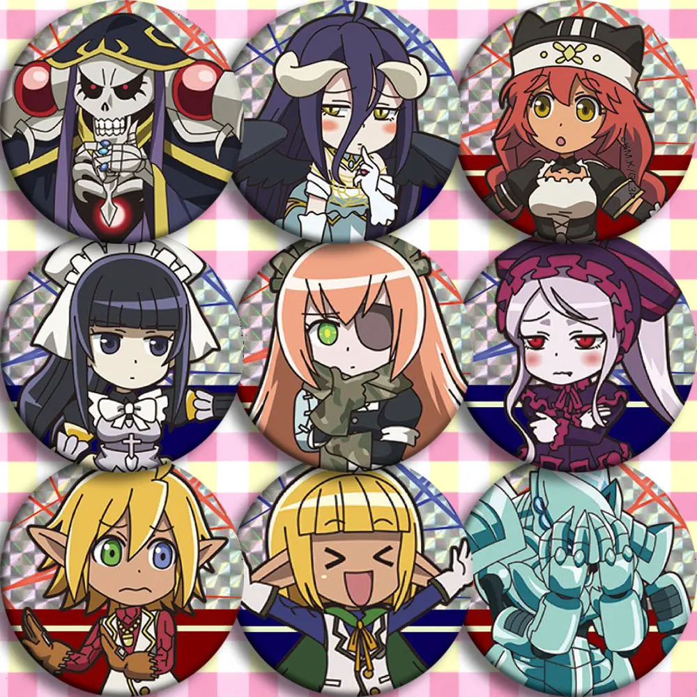 

Japan Anime OVERLORD Drawing bones Cosplay Badge Cartoon Brooch Pins Collection Bags Badges For Backpacks Button gifts