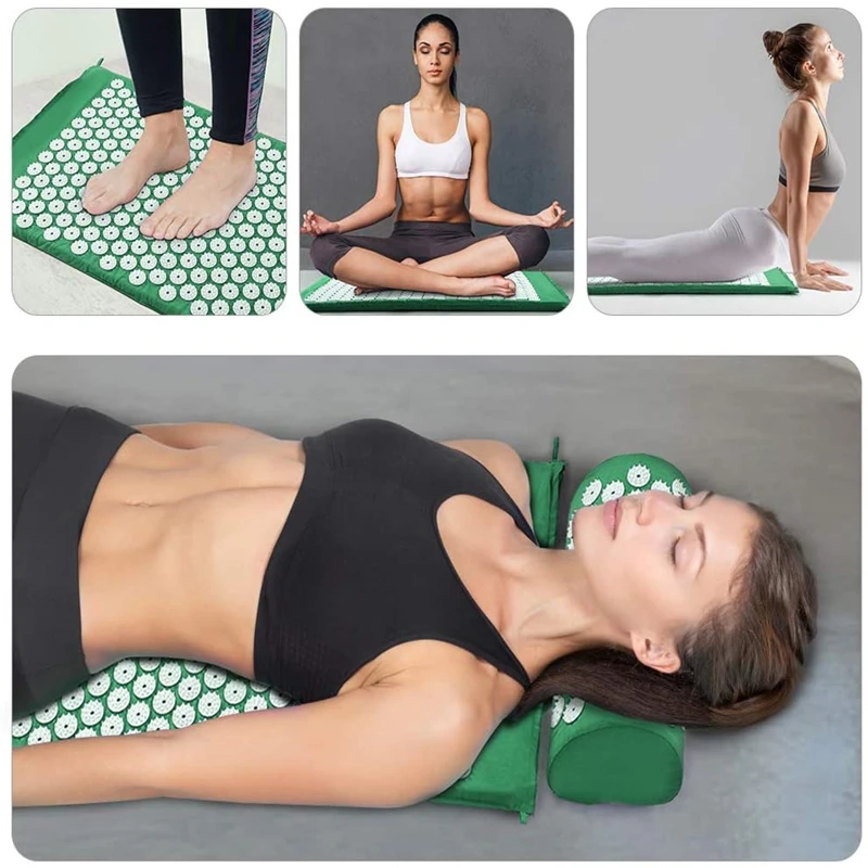 Yoga Nonslip Acupressure Mat Massage Relieve Stress Back Body Pain