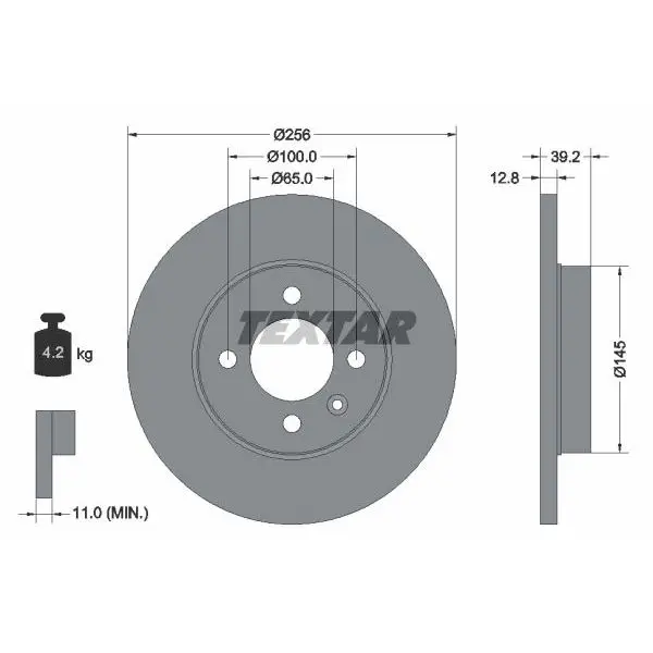 Диск тормозной передний VW Golf/Passat/Variant 1.6-1.9D 88 TEXTA