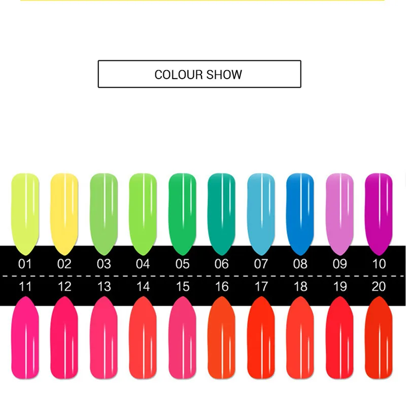 7 мл 20 цветов 1 шт серия лак для ногтей неоновый флуоресцентный конфеты цветной Гель-лак для ногтей светится в темноте лак для ногтей