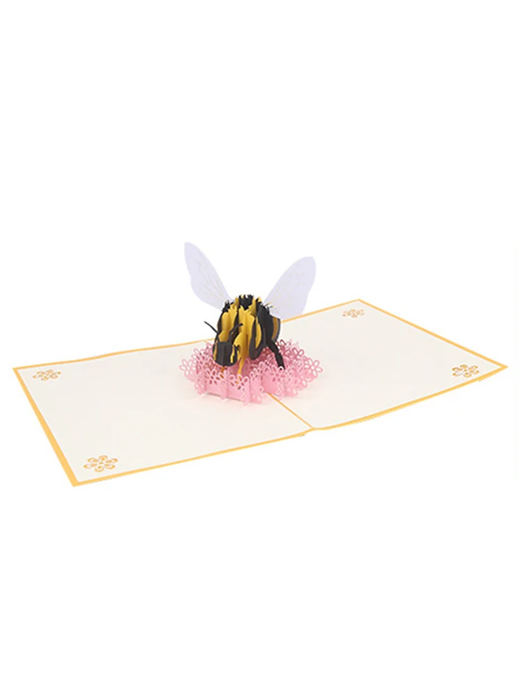  3d Handmade Greeting Card Bee Flower Birthday Cards Valentines Day Gift Birthday Wedding Invitation - 4.00029E+12