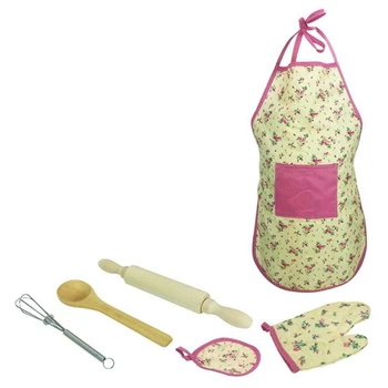 

6Pcs Kids Baking Set, Children Bakeware Kit Include Apron Eggbeate Kitchen Chef Costume for Children