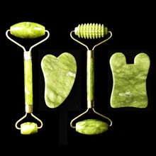 Натуральный нефрит массажный ролик Guasha доска набор спа скребок для иглоукалывания камень уход за лицом против морщин уход за телом инструменты