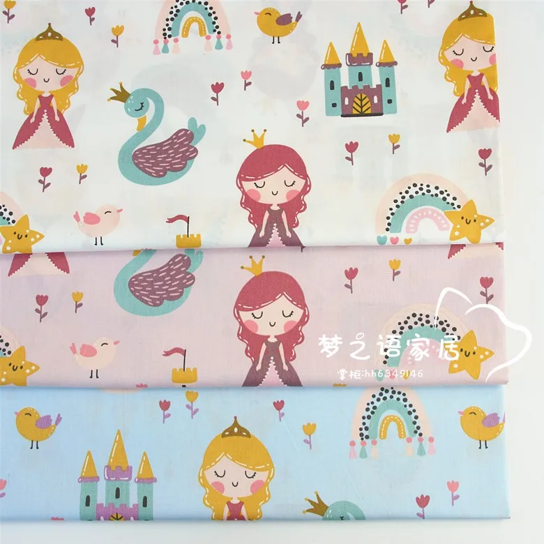 Syunss Новый замок Принцесса Лебедь печать Diy Лоскутная Ткань для одеял детские кроватки подушки для платья Швейные ткани хлопчатобумажная ткань Tecido Syunss Новый замок Принцесса Лебедь печать Diy Лоскутная Ткань для одеял детские кроватки подушки для платья Швейные ткани хлопчатобумажная ткань Tecido