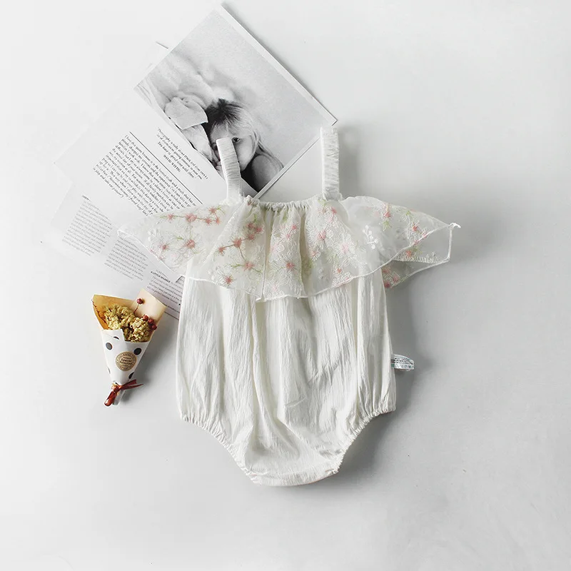 Koodykids/летние хлопковые боди для маленьких девочек; Желтые Детские хлопковые комбинезоны со шляпой; белый комбинезон для девочек; Одежда для новорожденных