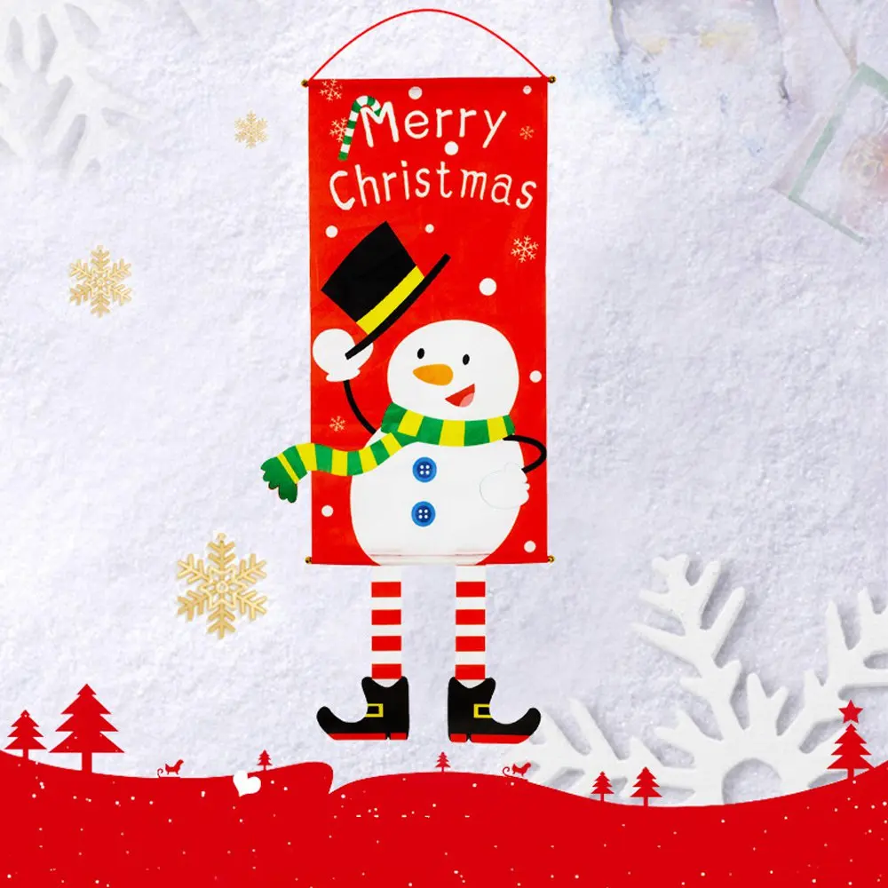 snowman Праздничная подвеска на дверь Рождественская флаг Санта Снеговик Олень ткань баннер украшения прочные вечерние украшения для дома - Цвет: snowman