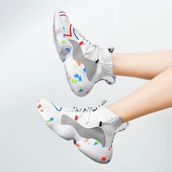 

Sneakers Socks Women Casual Vulcanized Shoes Platform Chunky Sneakers Ladies Trainer Lace Up Spring Female Flat Tennis Shoes