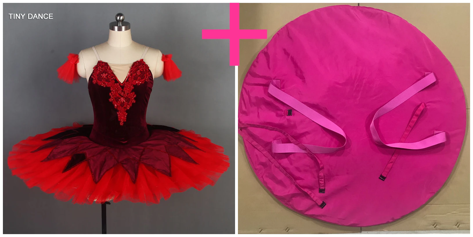 tutu and pink bag Профессиональная балетная пачка бургундского цвета с бархатным лифом с v-образным вырезом гофрированные пачки танцевальные костюмы балерины для женщин BLL076 - Цвет: tutu and pink bag