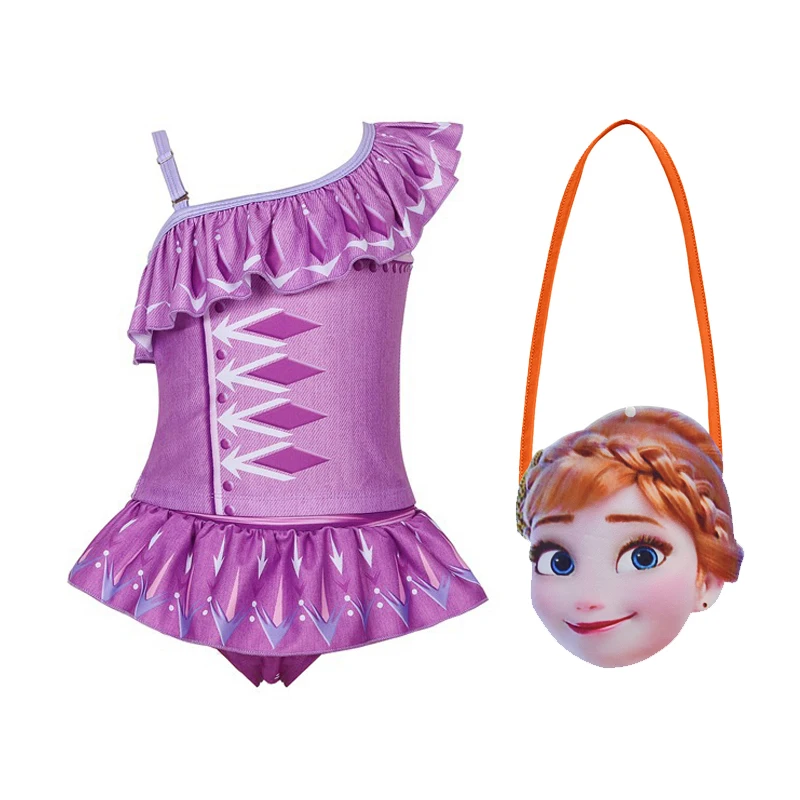 

Disney dolls original figure frozen Elsa Anna girl's swimwear Bikini Kids swimsuit girls bath beach One piece Set Party birthday