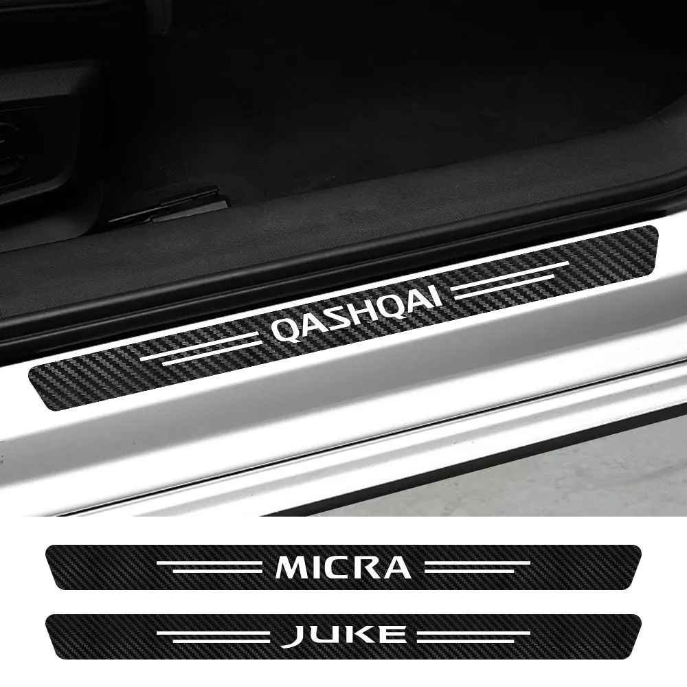 4PCS Car Door Sill Stickers for Nissan Juke Leaf Micra Qashqai Altima