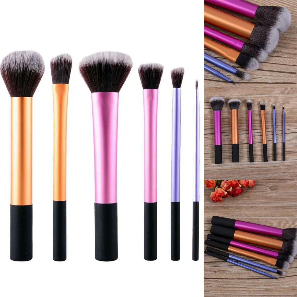6Pcs Liquid Foundation Eye Shadow Makeup Brushes Eyeliner Powder Blush Brush Tools Soft Professional Cosmetic Brushes Kit