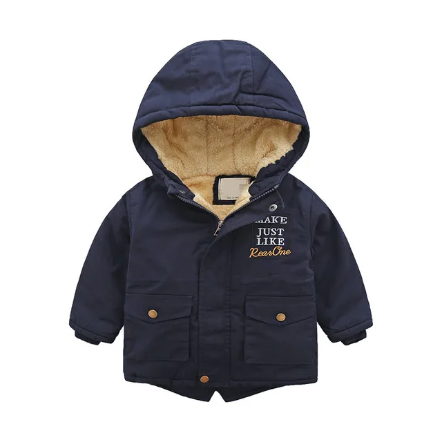 

European and American children's boy's Zip Shirt Winter New Small and Medium-sized Children's Letter Embroidery with Thickened