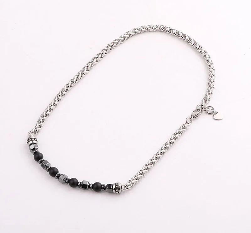 Dropship New Design Natural Stone Stainless Steel Chain Beaded Bracelet Men Jewelry Gift - Image 3