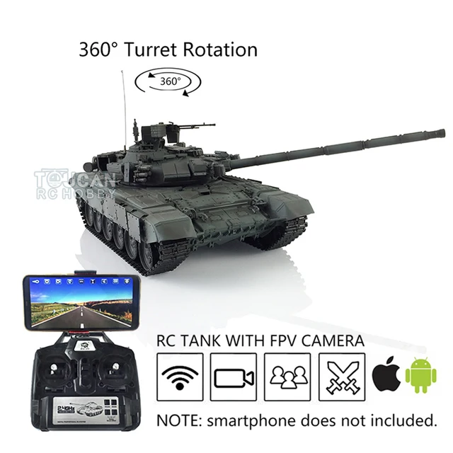 Heng long 1/16 TK7.0 Customize FPV Russia T90 RC Tank 3938 360° Turret Metal Track TH17857 4