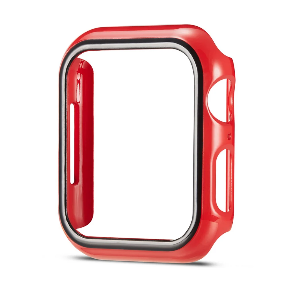 Модный гладкий Чехол из поликарбоната для Apple Watch, чехол серии 5, 4, 40 мм, 44 мм, бампер для iWatch, легкая Рамка, аксессуары - Цвет: Red