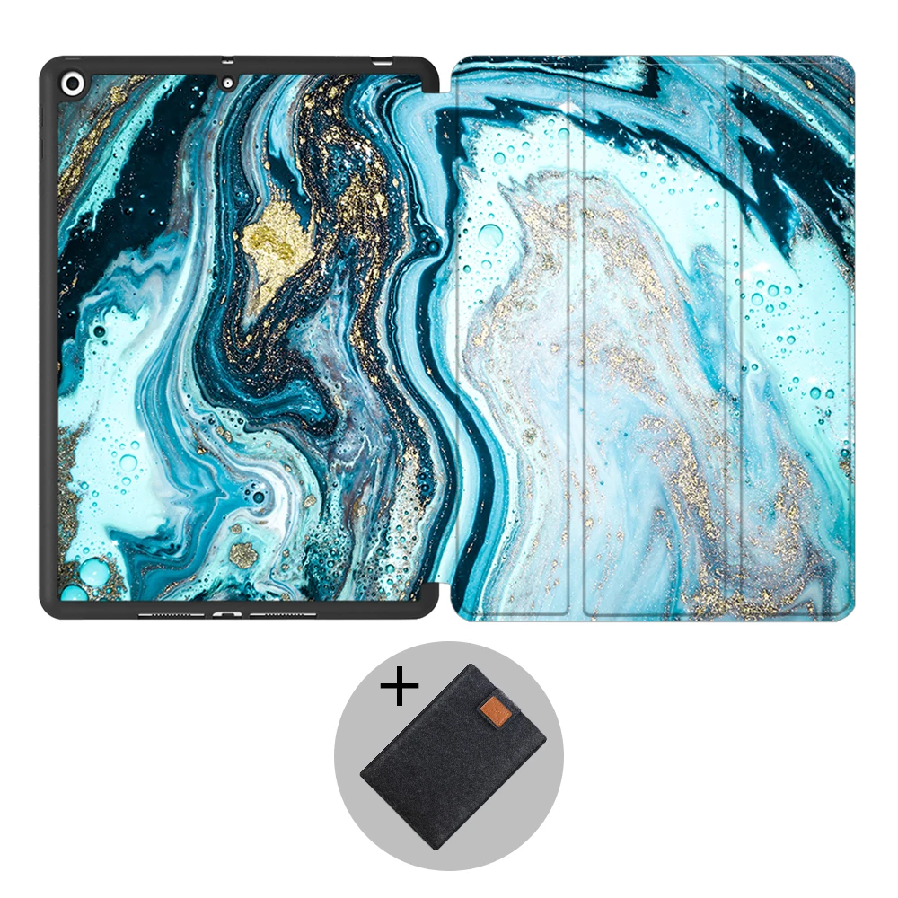 MTT Мягкий ТПУ чехол-накладка для iPad 7th Gen 10,2 дюймов мрамор из искусственной кожи, откидная подставка, умный чехол для планшета, чехол с карандашом - Цвет: IPTPU02