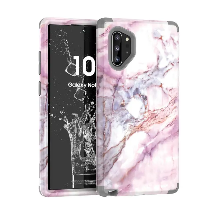 3 в 1 мраморный противоударный чехол для samsung Galaxy Note 10 Plus Чехол samsung Note 10 чехол Etui для Coque samsung Note10 Plus чехол - Цвет: Gray B