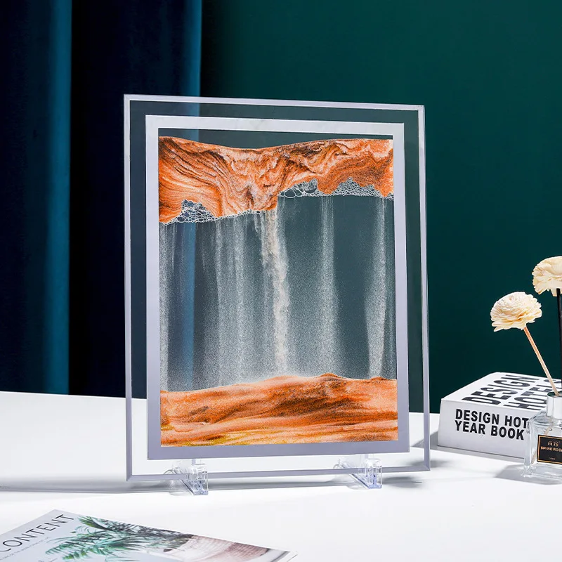 Clessidra 3D in vetro creativo dipinto di sabbia mobile decorazione da tavolo scena di sabbia del mare profondo display dinamico supporto per sabbia mobile_voghion.com