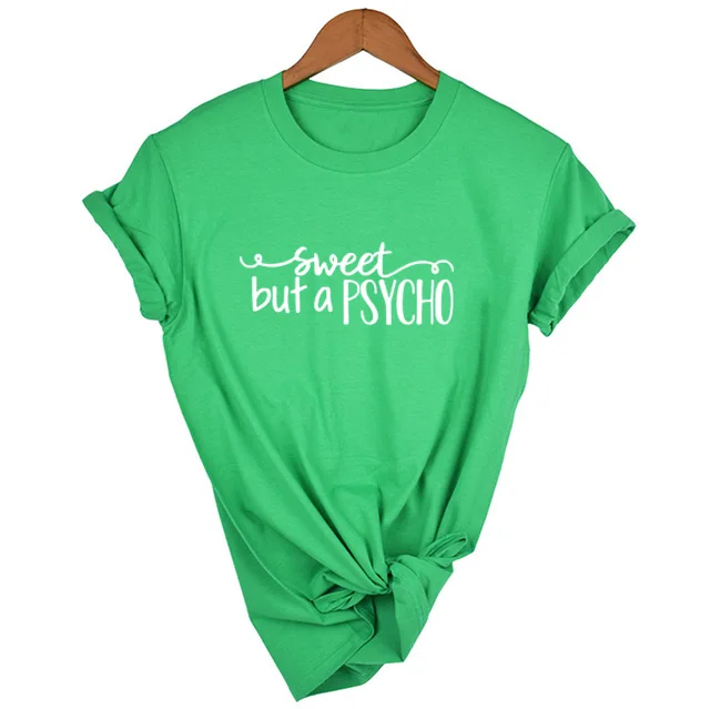 Милая, но Психо модная летняя футболка с графическим принтом Tumblr, с круглым вырезом, с коротким рукавом, летняя повседневная футболка, женские футболки с изречениями