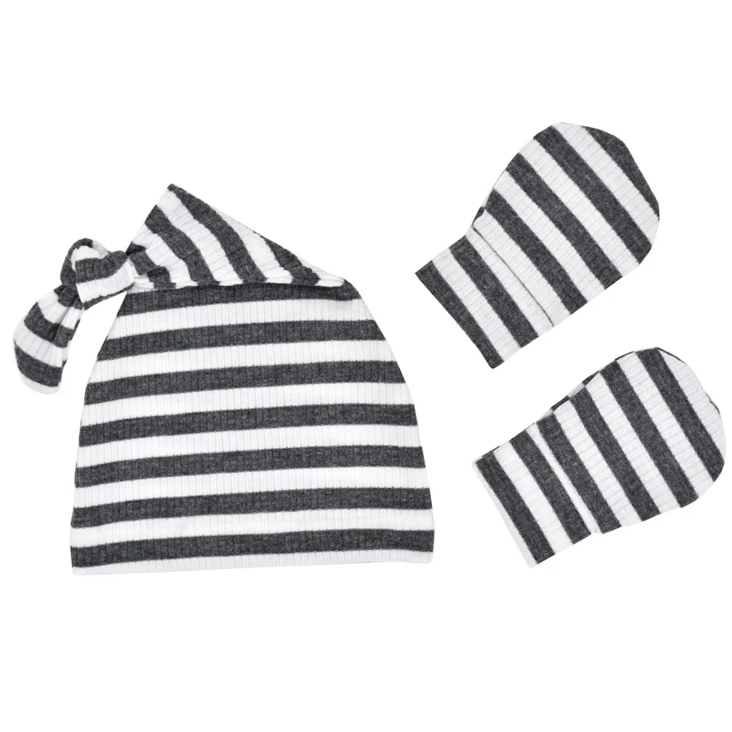 Мягкая вязаная шапочка для новорожденных, детская теплая полосатая шапка без рукавица со скребком, Комплект детских аксессуаров, czapka niemowlak zimowa