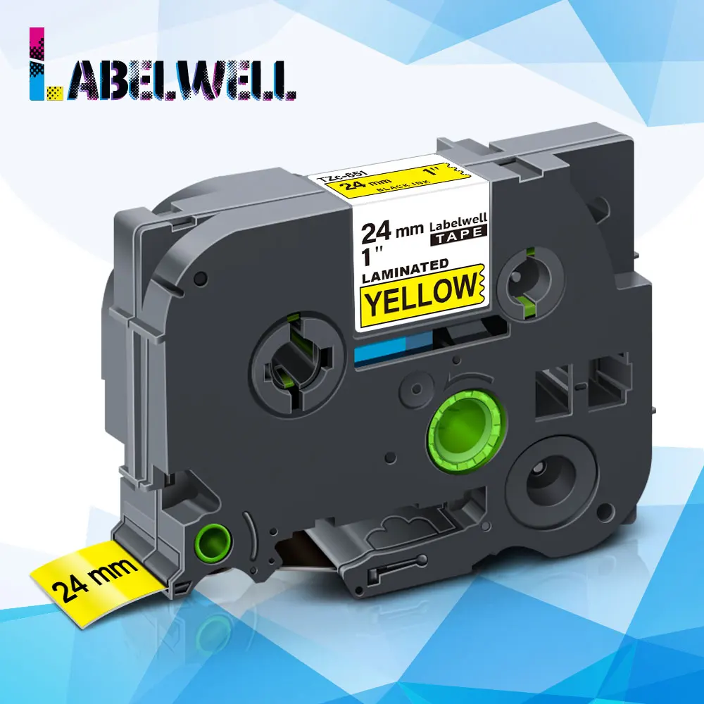 

Labelwell 24mm*8m 651 Printer Ribbon Compatible label tape for 651 Black on Yellow Laminated label tape for label maker