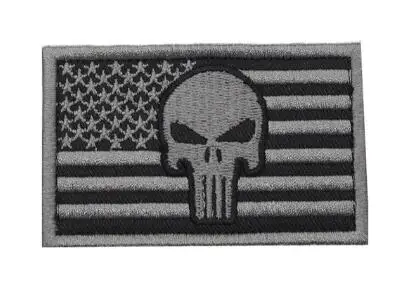 1 шт. 3D вышивка патч армейский крючок и кольцо Каратель тактика полосатый Боевой Головной убор ткань череп боевой значок браслет значок - Цвет: 23