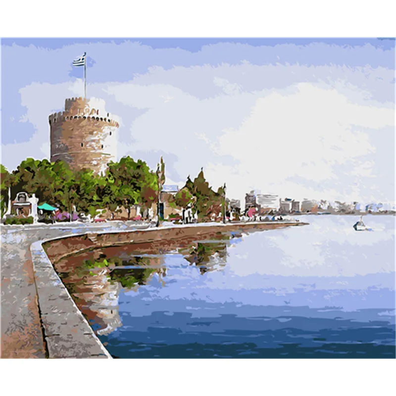 

BAISITE DIY Painting By Numbers Hand Painted Canvas City Street Modern Wall Picture Art For Living Room Home Decoration OTG6288