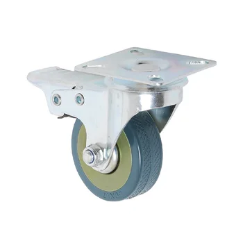 

4 Inch Heavy Duty Workbench Industrial Casters Wheels with Brakes Mute Rubber Solid Swivel Casters Roller For Platform Trolley