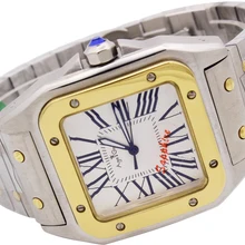 Роскошные брендовые новые мужские часы, женские кварцевые сапфировые часы 100 XL из нержавеющей стали, часы Santos, серебристые, белые, золотые, Безель AAA+ качество 40 мм