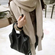 Женский шарф, вязаная накидка на шею, зимний теплый вязаный шерстяной шарф с длинным рукавом, теплый шарф, аксессуары для женщин, шарф